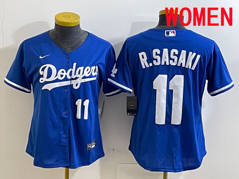 Women Los Angeles Dodgers #11 R.Sasaki Blue Game 2025 Nike MLB Jersey style 3